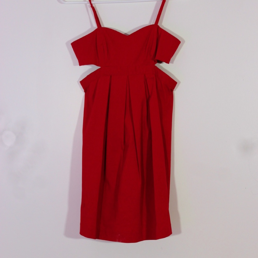 Red Side Cutout Party Dress